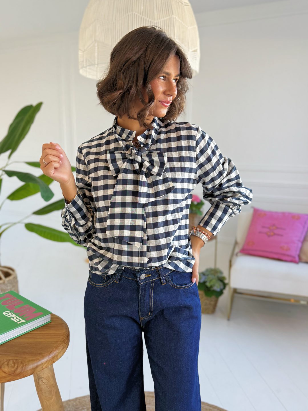 Chemise à CARREAUX avec son noeud marine