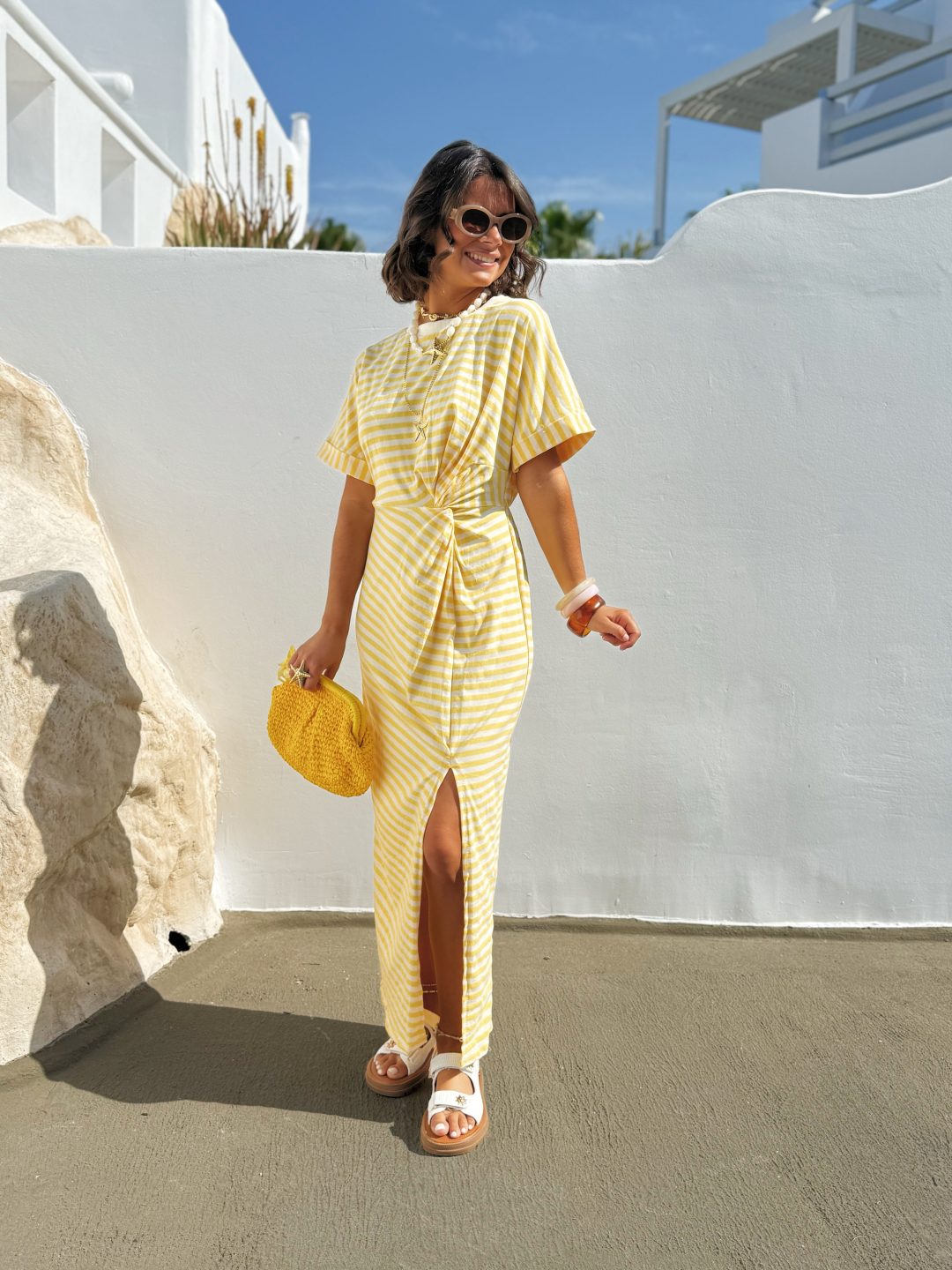 Robe tee-shirt MARINIÈRE jaune