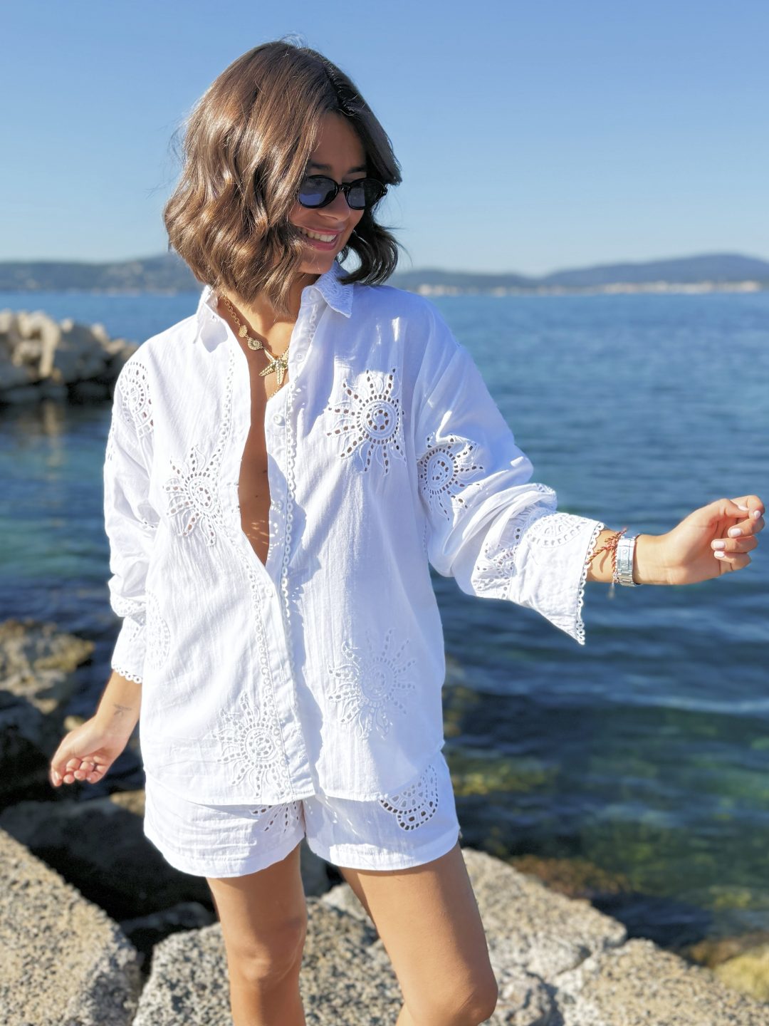 Chemise ajourée CIGALE blanc – Image 2