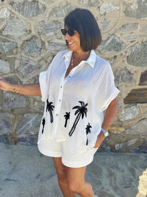 Chemise oversize PALMIER blanche&noire