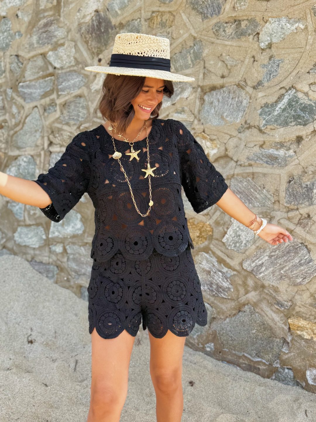 Ensemble en crochet JUNE noir