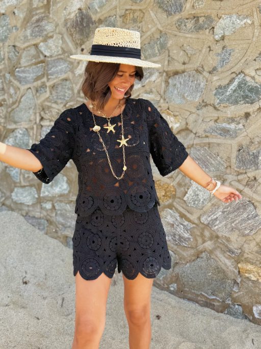 Ensemble en crochet JUNE noir