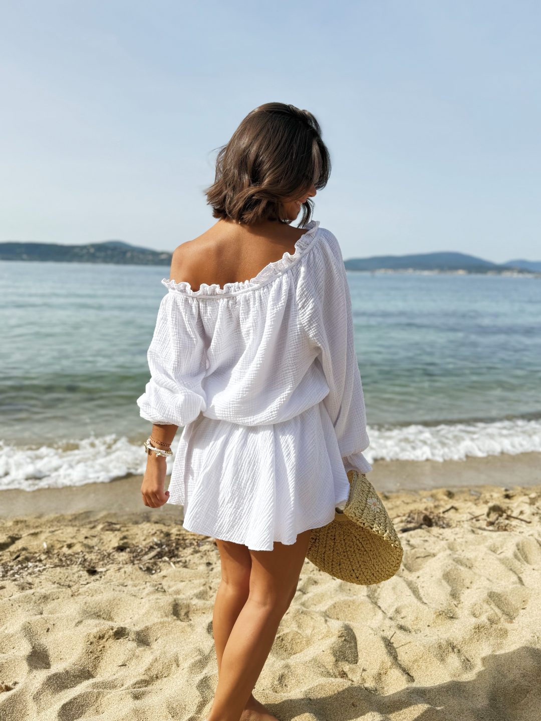 Robe BOHO en gaze de coton blanche – Image 2