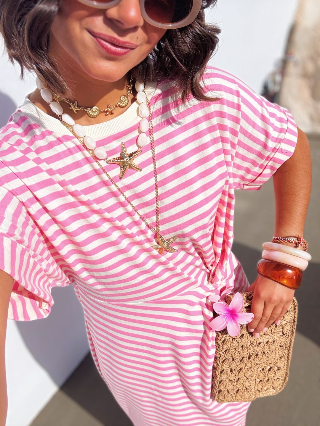 Robe tee-shirt MARINIÈRE rose – Image 4