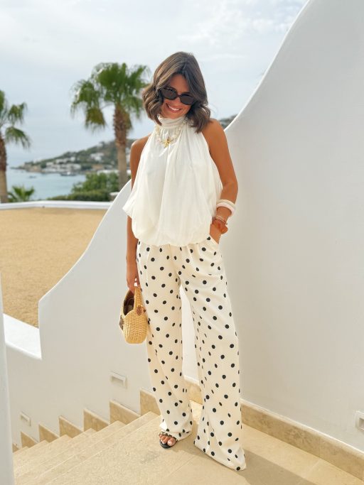 Pantalon satiné a POIS